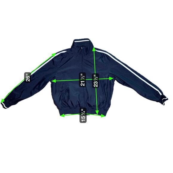 Large Ralph Lauren Navy Track Jacket Full Zip Striped Sleeve Retro - Picture 6 of 6